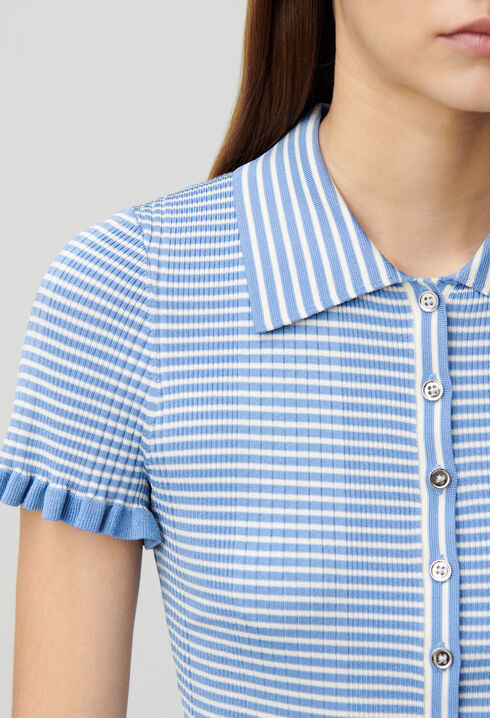 Top polo rayures boutonné
