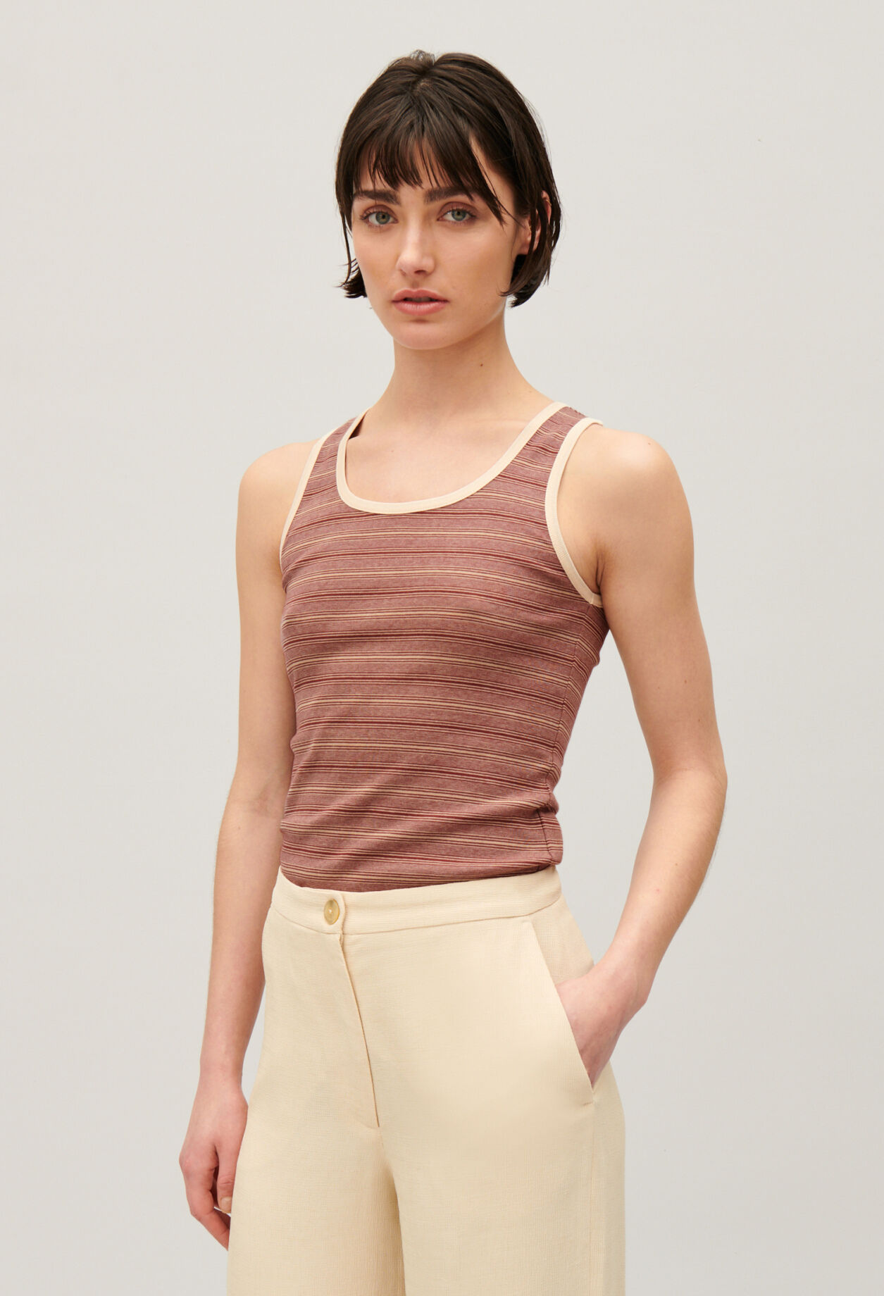 Striped brown vest top