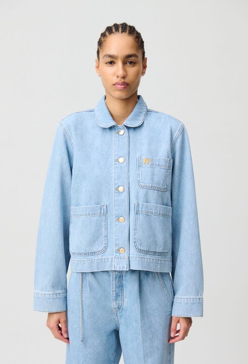 Denim jacket with Peter Pan collar