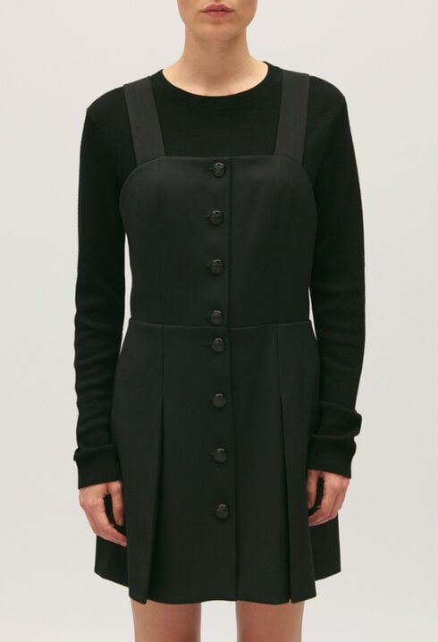 Short black dress with straps