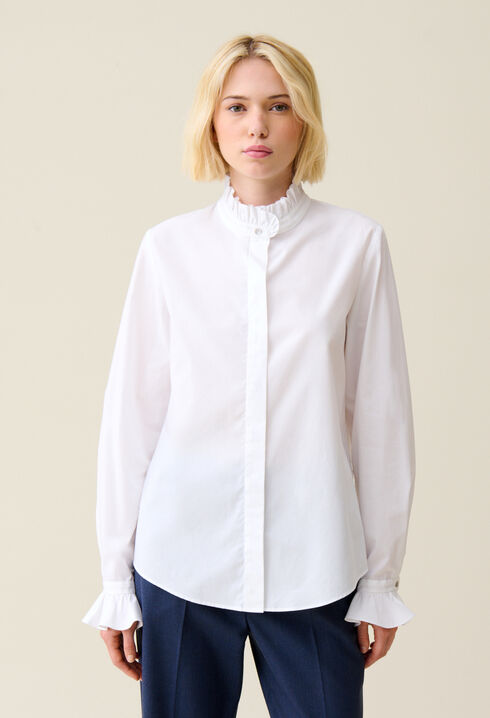 Chemise blanche col volanté