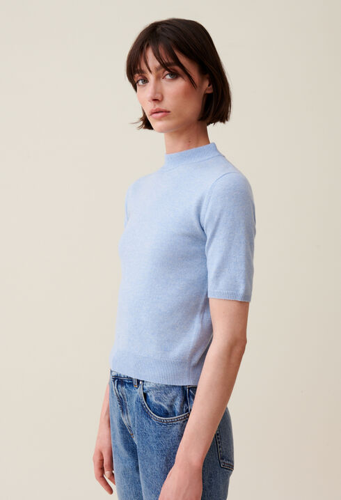 Wool jumper with high neck