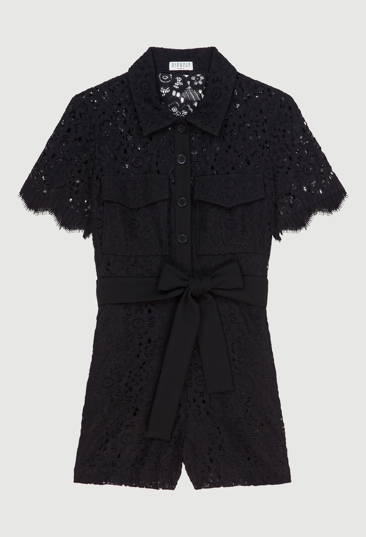 Combi-short en guipure noire