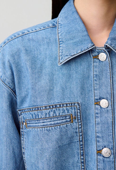 Oversized denim shirt