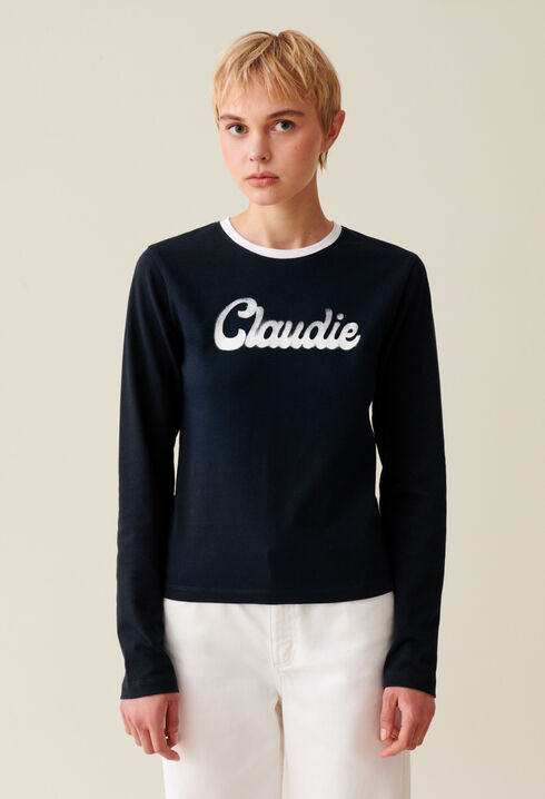 T-shirt coton manches longues noir