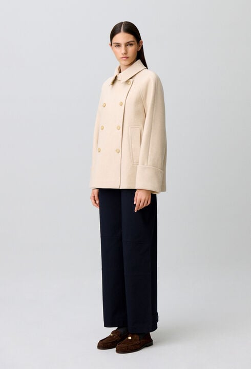 Manteau court caban col chemise
