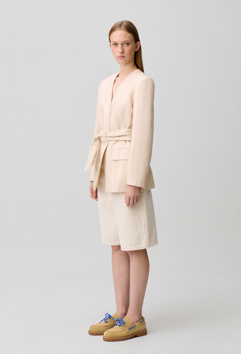 Kimono-collar tailored jacket