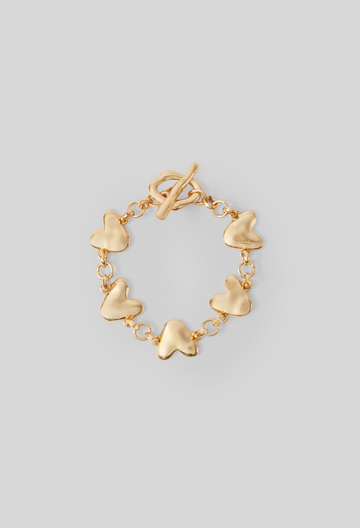 Bracelet cha&icirc;ne coeurs martel&eacute;s