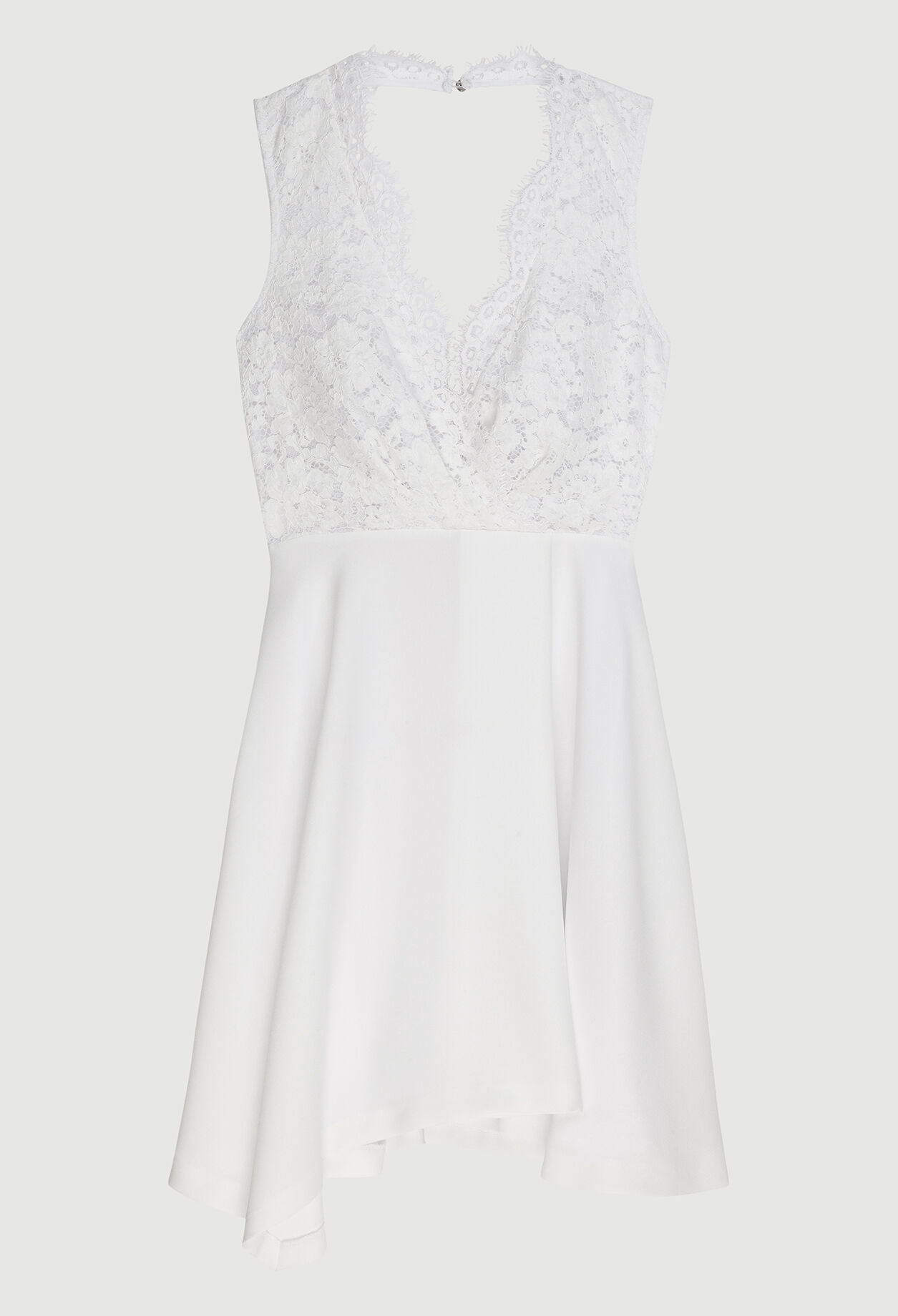 Ecru Kleid aus Spitze und Satin