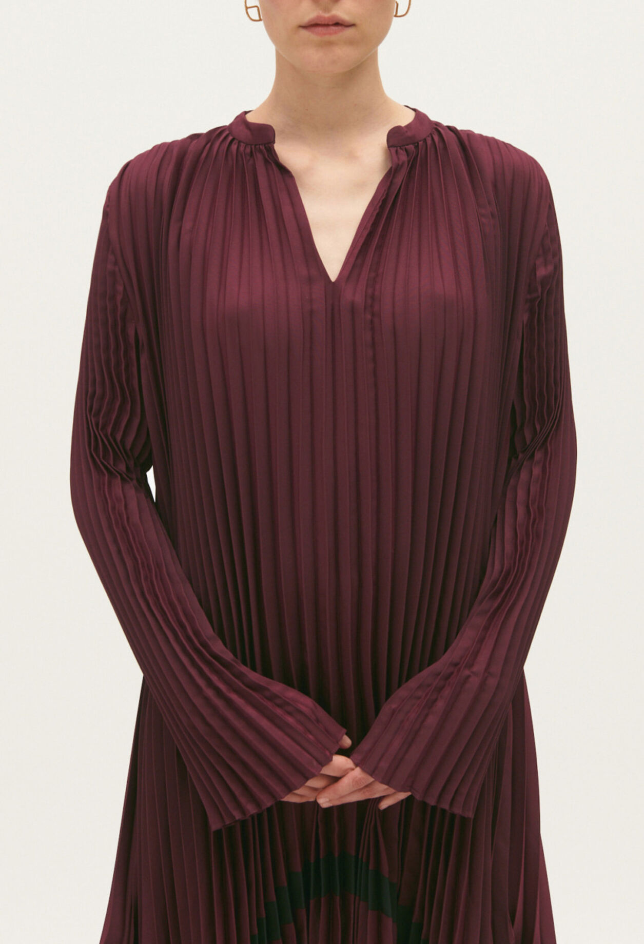 Pleated midi-length dress