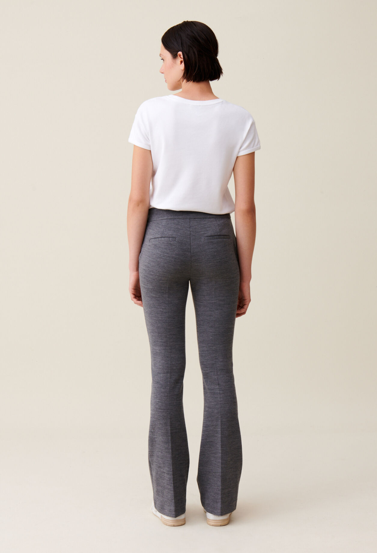 Grey fitted flare trousers