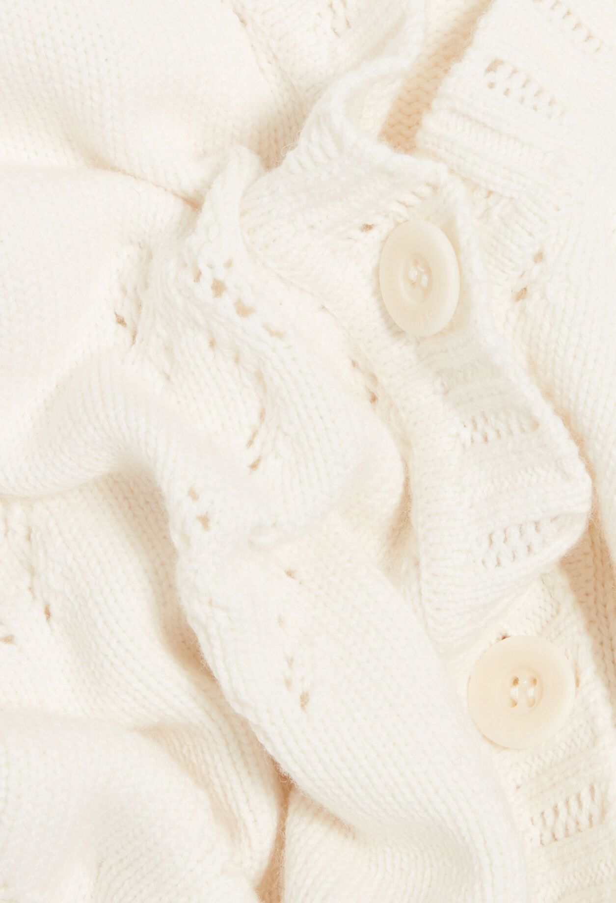 Ecru openwork knitted cardigan