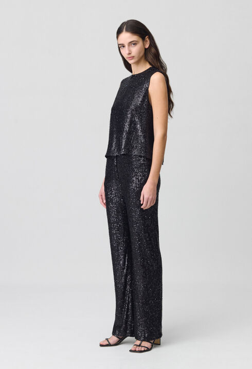 Top à sequins noir