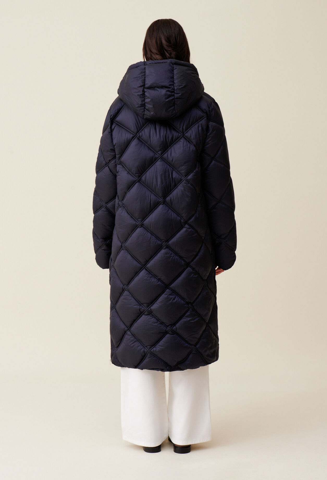 Lange Steppjacke Kapuze