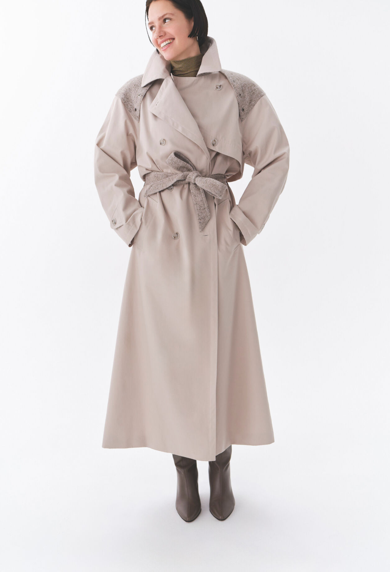 Trench long bi-matière