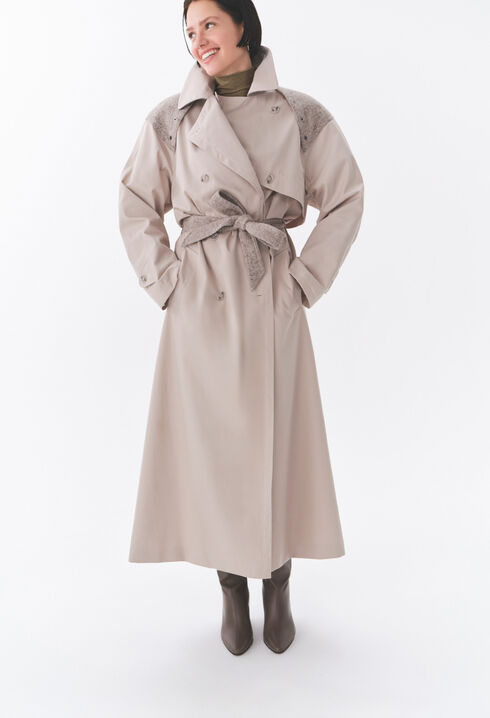 Trench long bi-matière