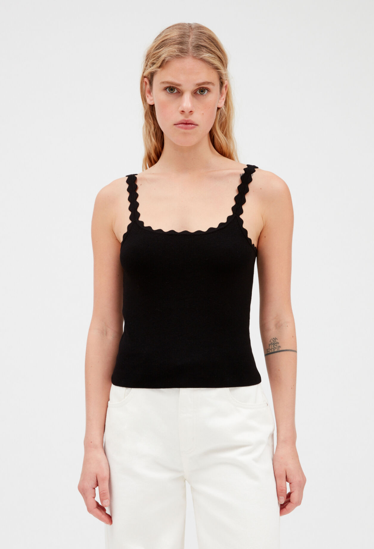 Short black knitted vest top