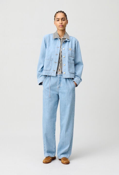 Denim jacket with Peter Pan collar