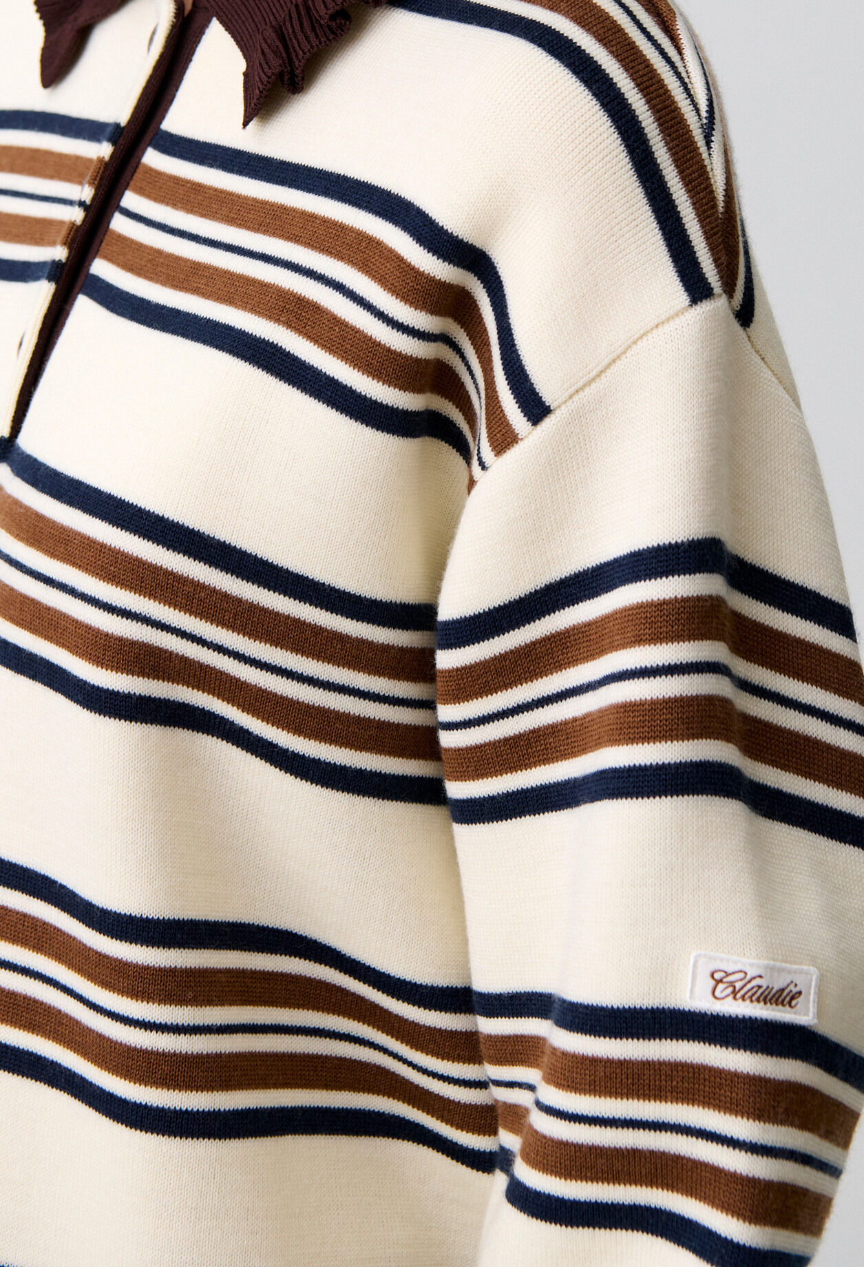 Weiter gestreifter Polopullover