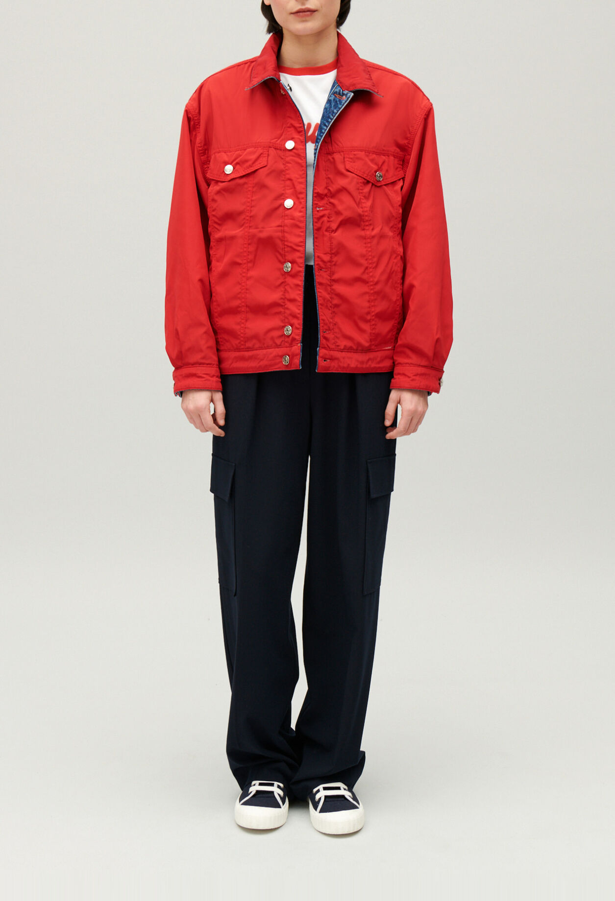Reversible oversized denim jacket