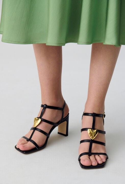 Sandales talons cuir coeur