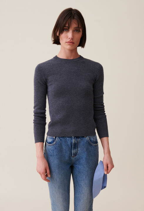 Pull laine col chemise amovible