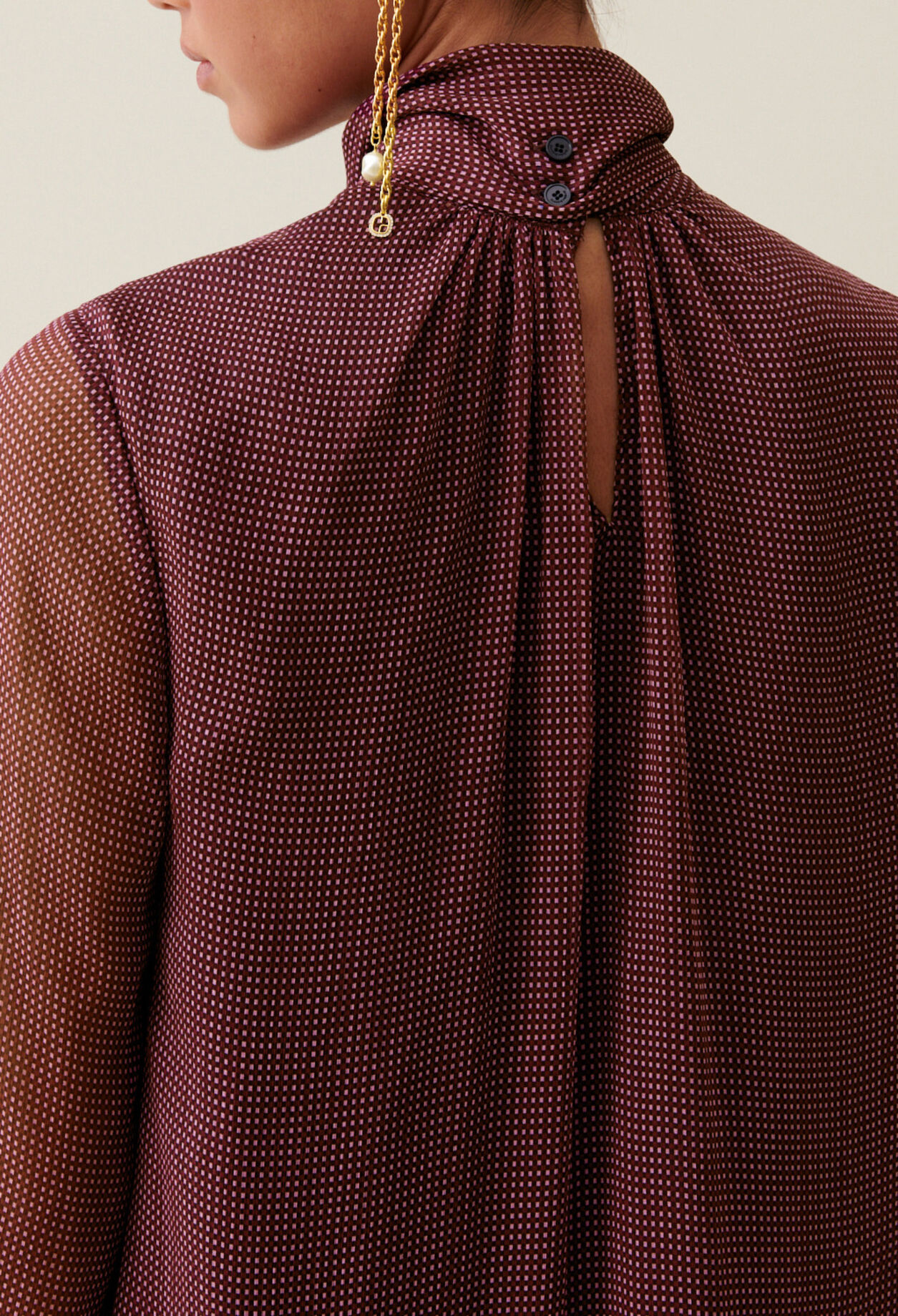 Flowy Dress with Tie Neck