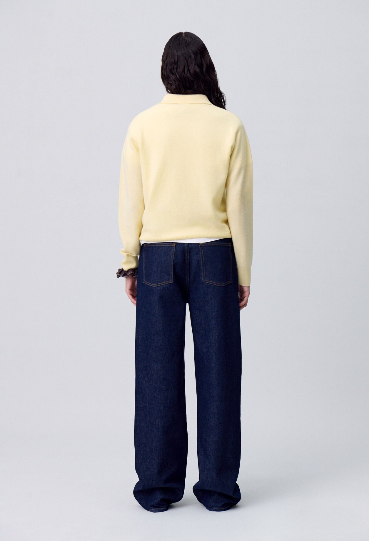 Raw denim straight-cut jeans