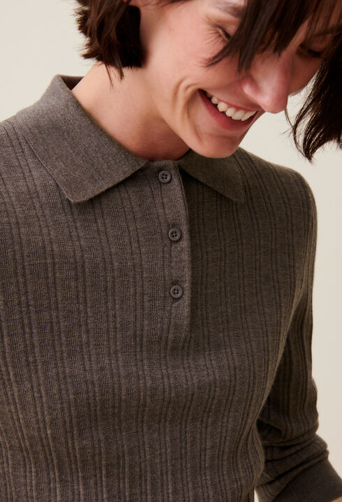 Pull polo côtelé