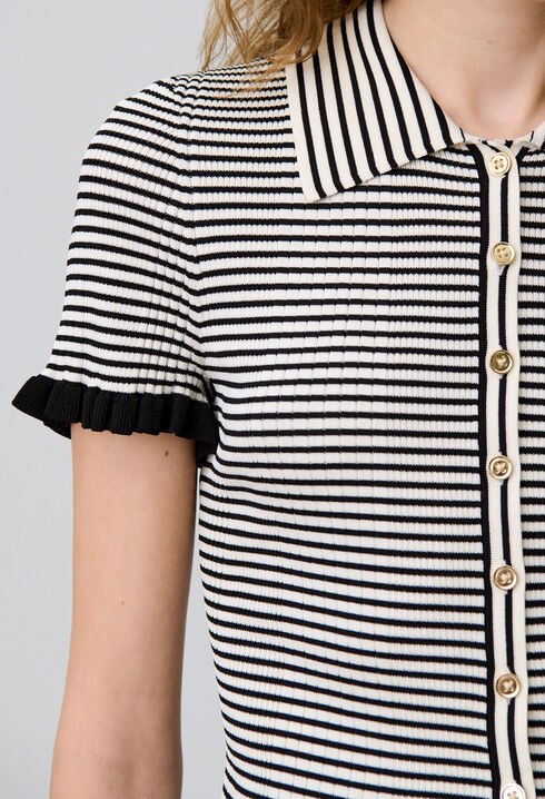 Top polo rayures boutonné