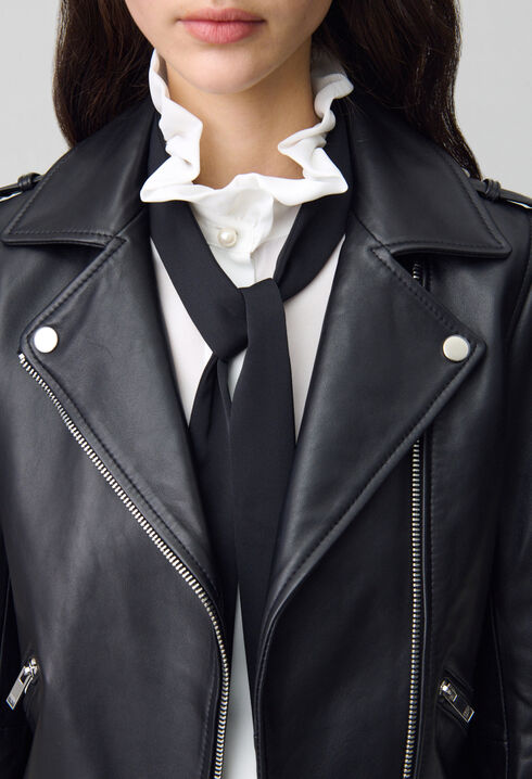 Veste cuir lisse cintrée