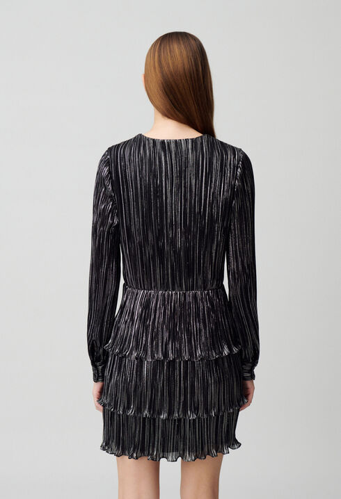 Robe argentée courte à volants