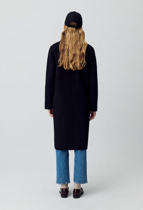 Black straight mid-length coat 