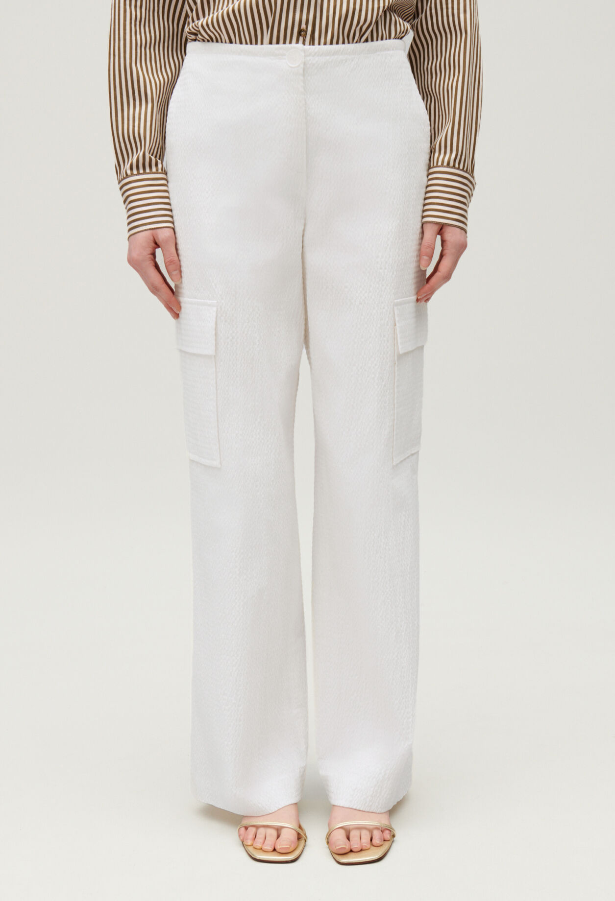 White cargo trousers