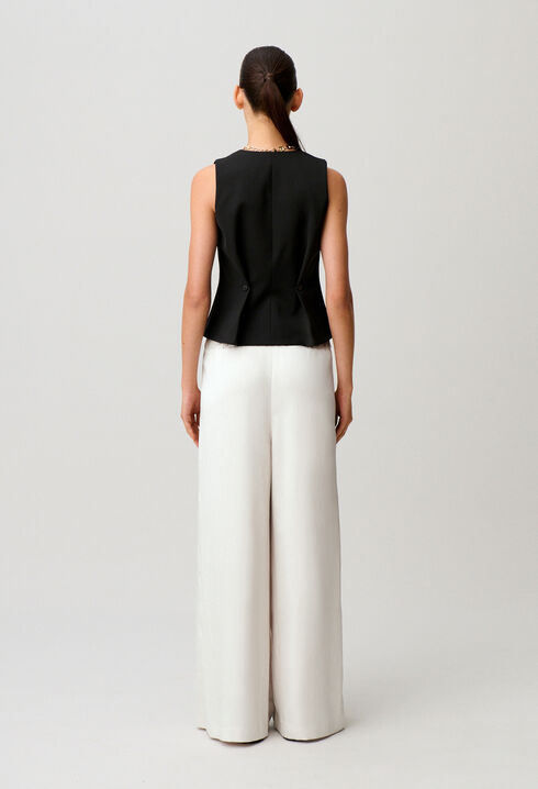 Pantalon fluide satin&eacute;