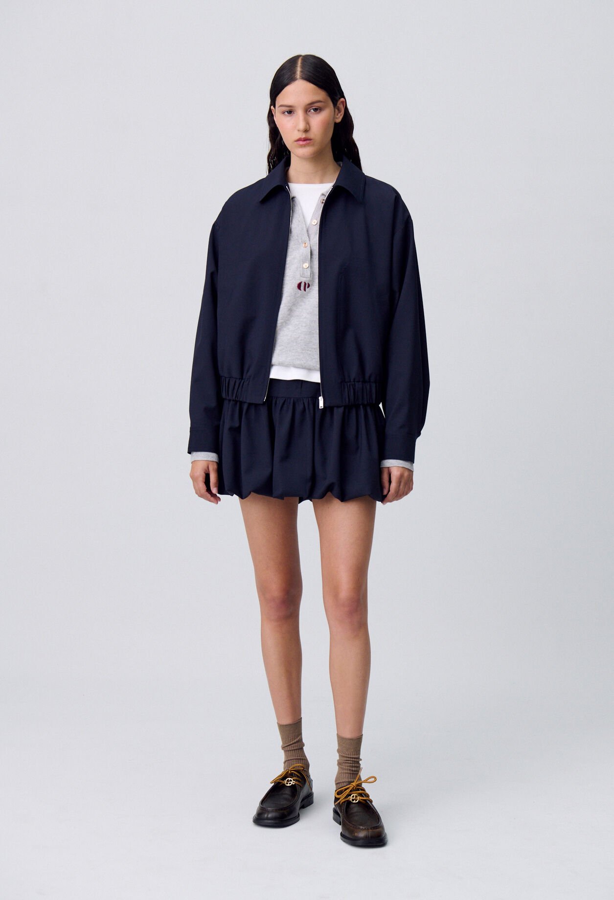 Short wool bubble skirt