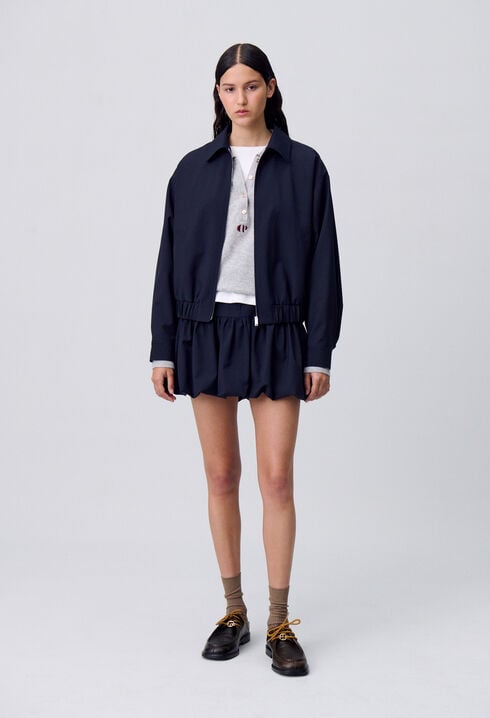 Short wool bubble skirt