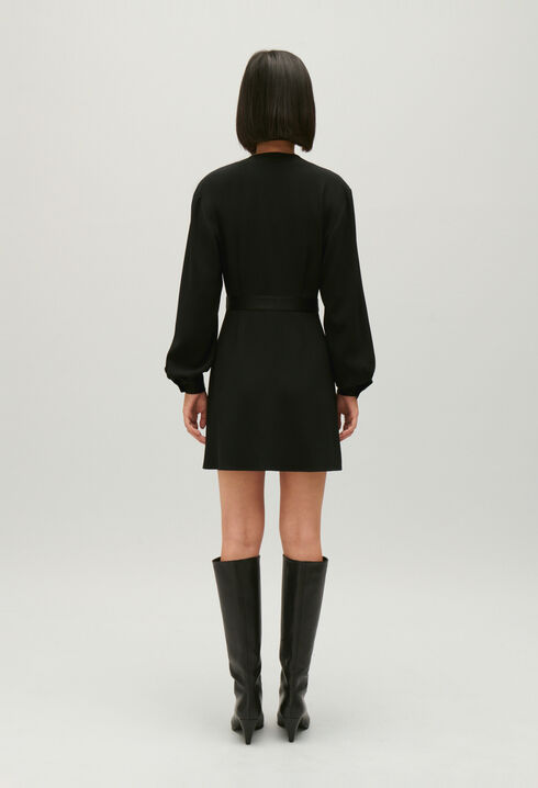 Kurzes Wickelkleid in Schwarz