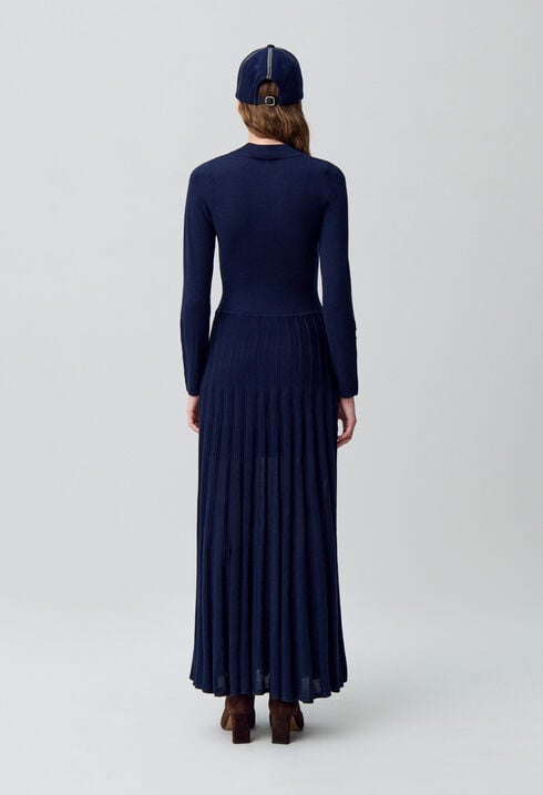 Long collared knit dress