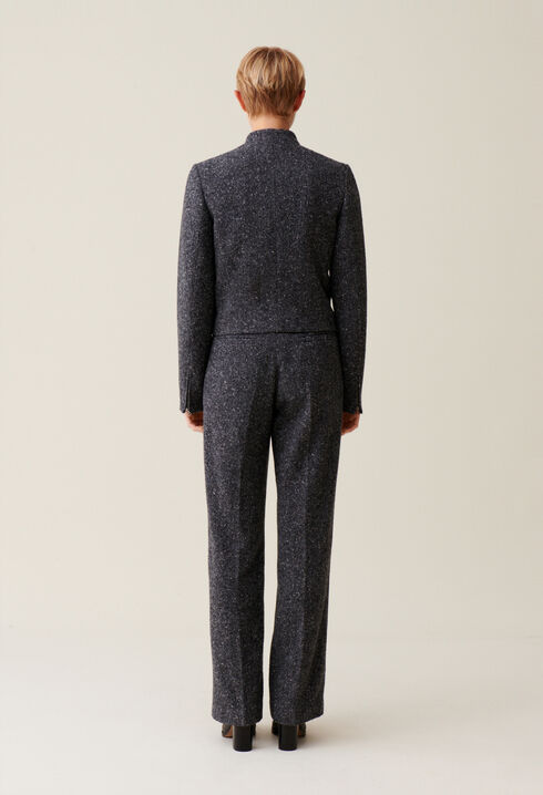Kurze Jacke aus grauer Wollmischung