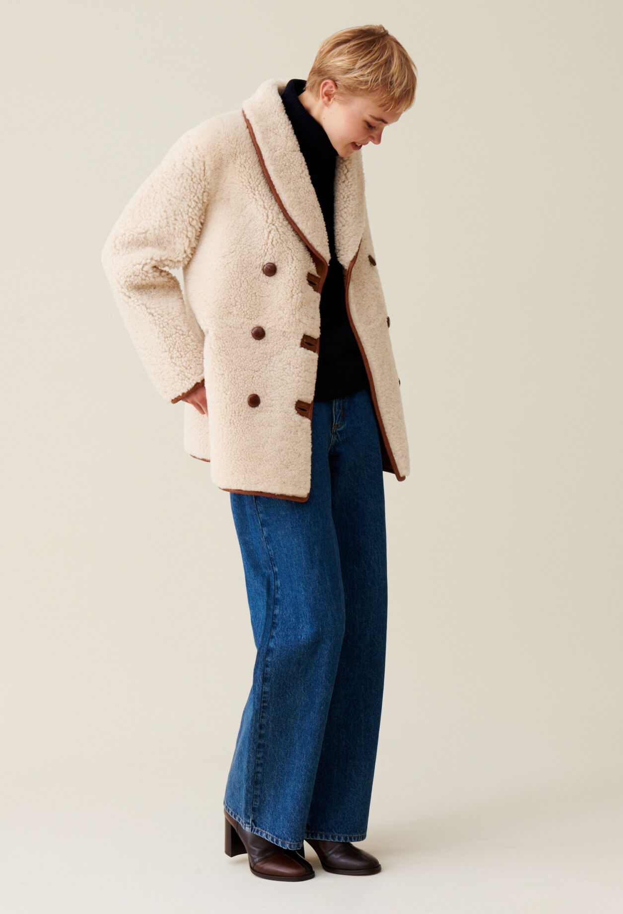 Manteau peau lainée femme on sale