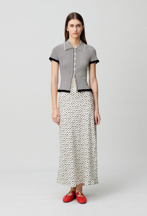 Top polo rayures boutonné