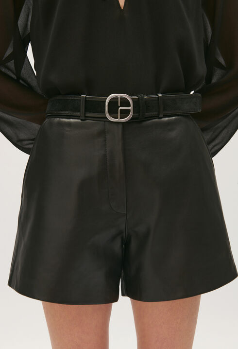 Black suede leather belt 