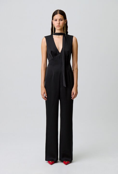 Fließender Satin-Jumpsuit