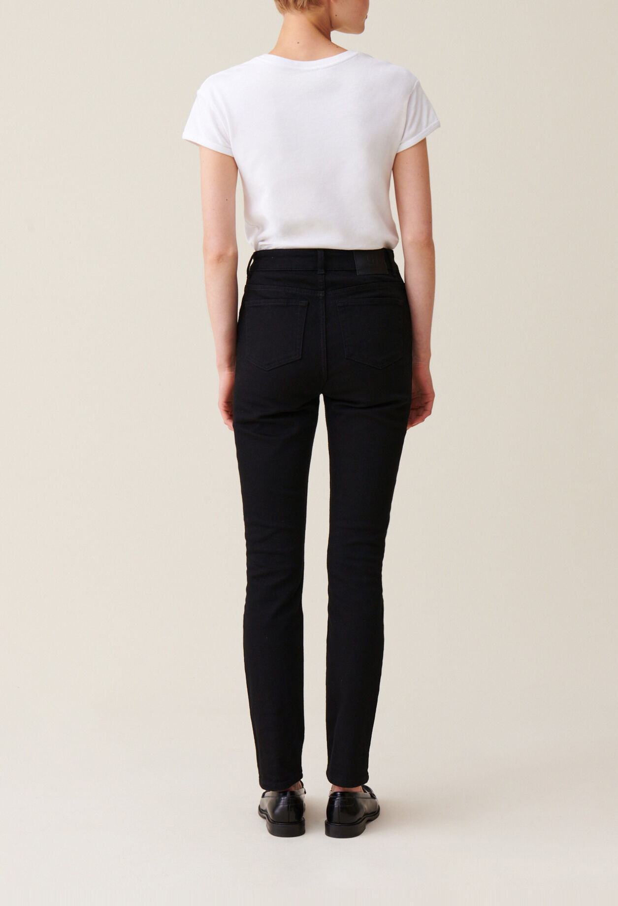 Jean slim noir taille mi-haute