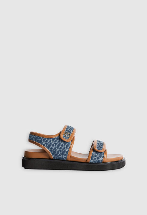 Monogramm-Sandalen CP aus Denim, blau