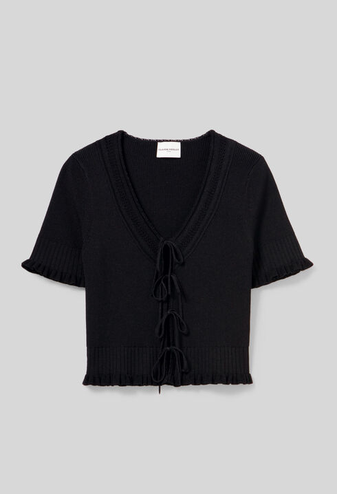 Fine knit top with bows