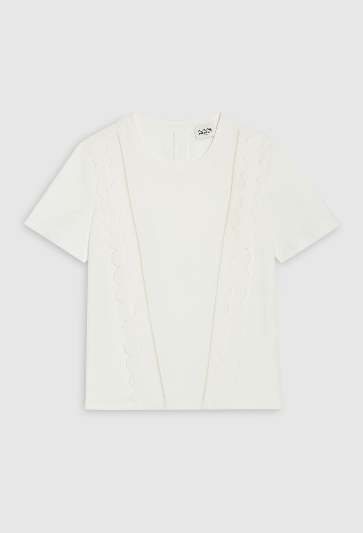 Festoniertes T-Shirt, weiß