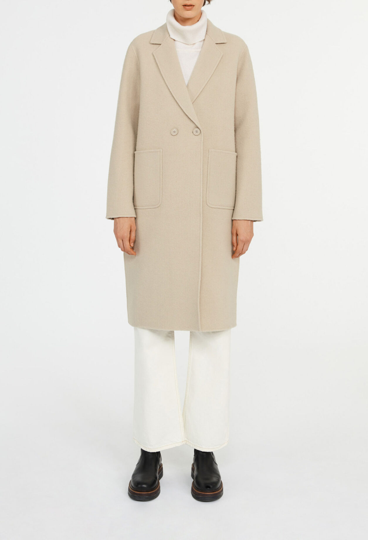 Manteau droit col croisé