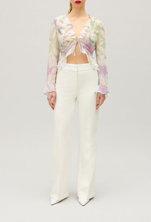 White straight tailored trousers